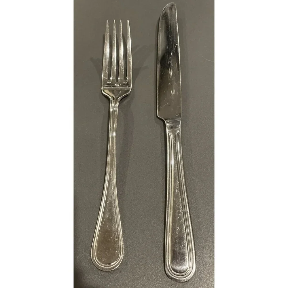 Wallace WAS159 Glossy Outline 18/10 Stainless Steel Dinner Fork‎ Knife Set Of 2